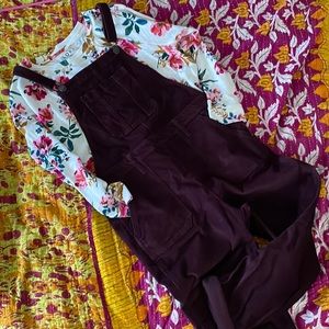 Corduroy burgundy/wine Old Navy overalls
